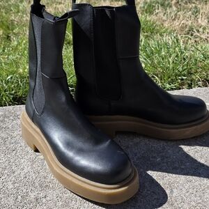 H&M Black and Tan Heeled Boots